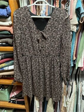 Maurices Black and Brown Floral Mini Dress